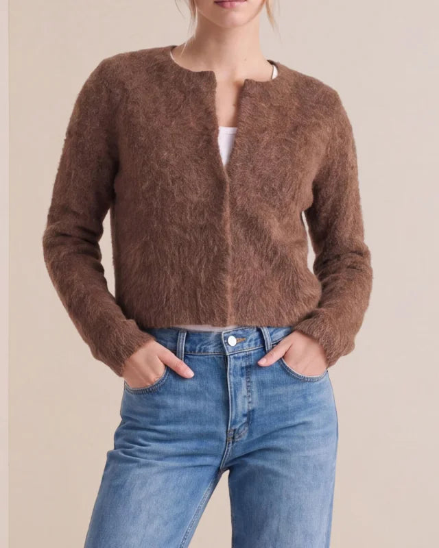 BY TIMO Hairy Knit Jacket, Brown