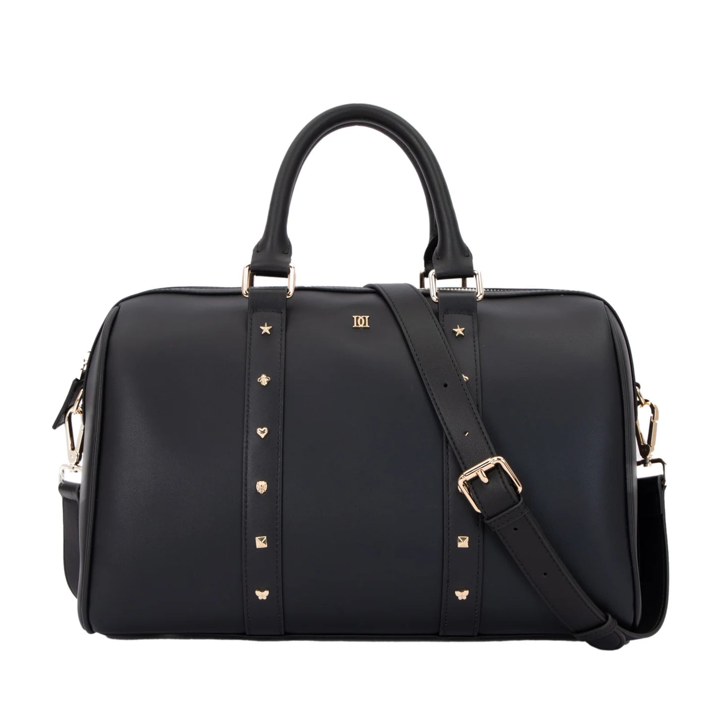 DARK Leather Bowler Bag Large w/Sign Stud