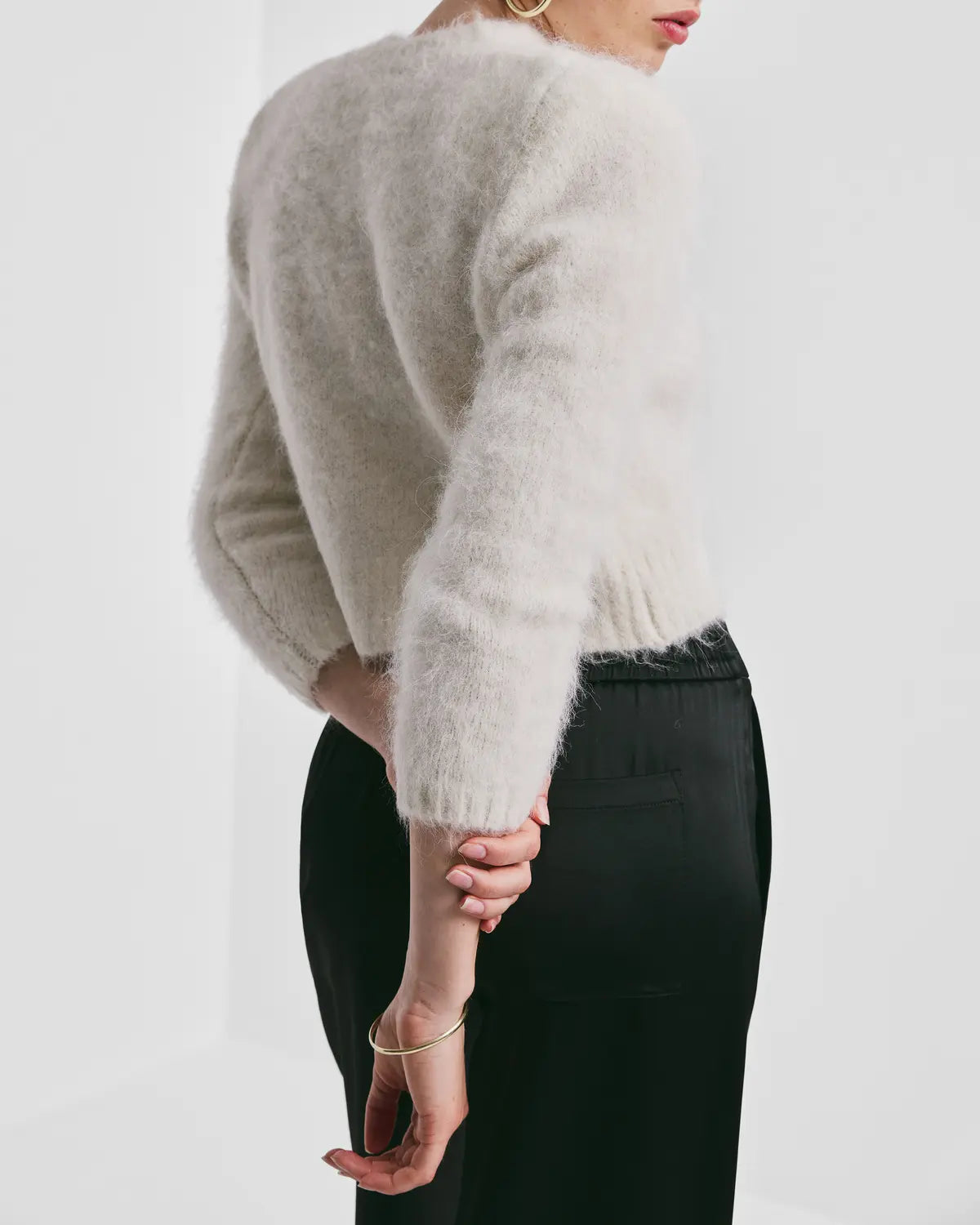 BY TIMO Hairy Knit Jacket, Offwhite