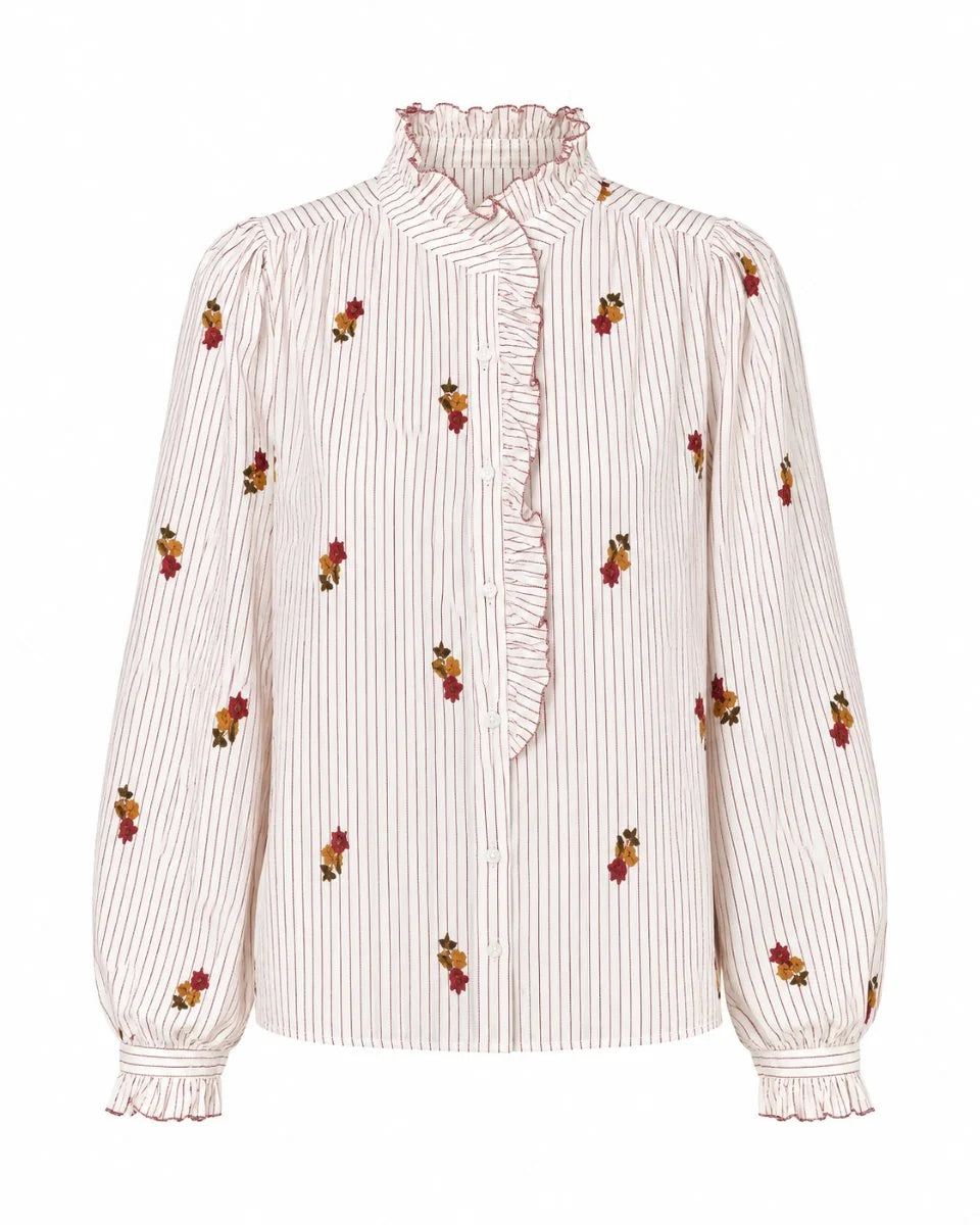 From Paris With Love, Shirt Bordeaux Flower, Creme