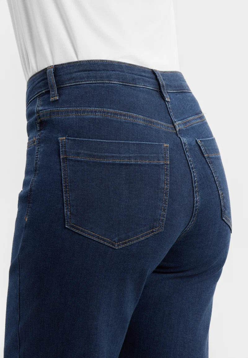 Laurie Amelia Raw Straight Cropped, Dark Blue Denim