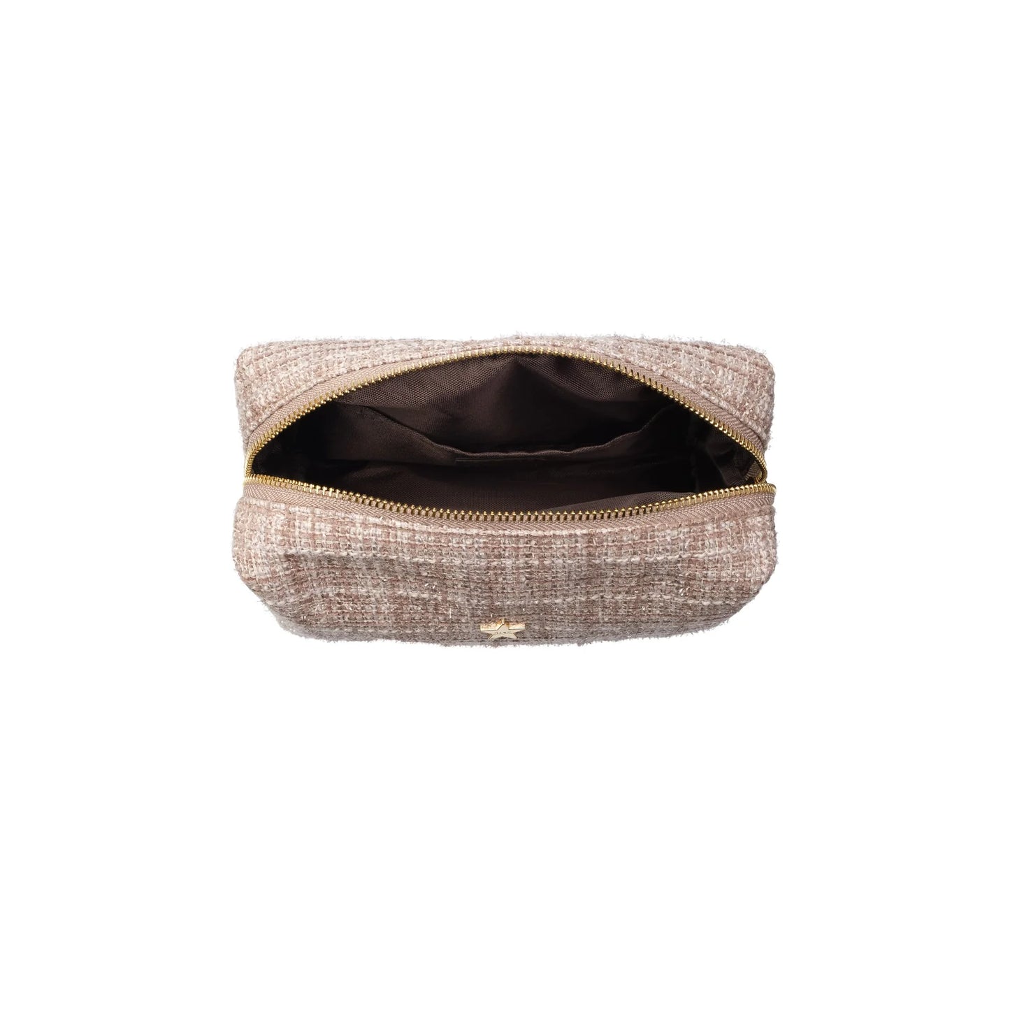 DARK Tweed Make-up Pouch Small, Warm taupe