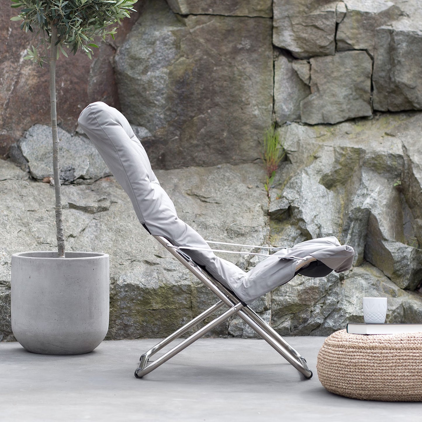 FIAM solstol Fiesta soft polstret lys grå