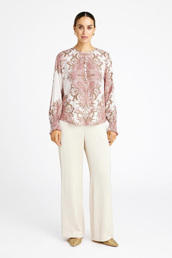 GUSTAV Carmen Bluse, Coral/beige
