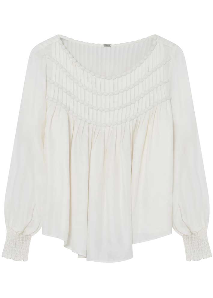 Gustav Mirell Pleated Blouse, Off White