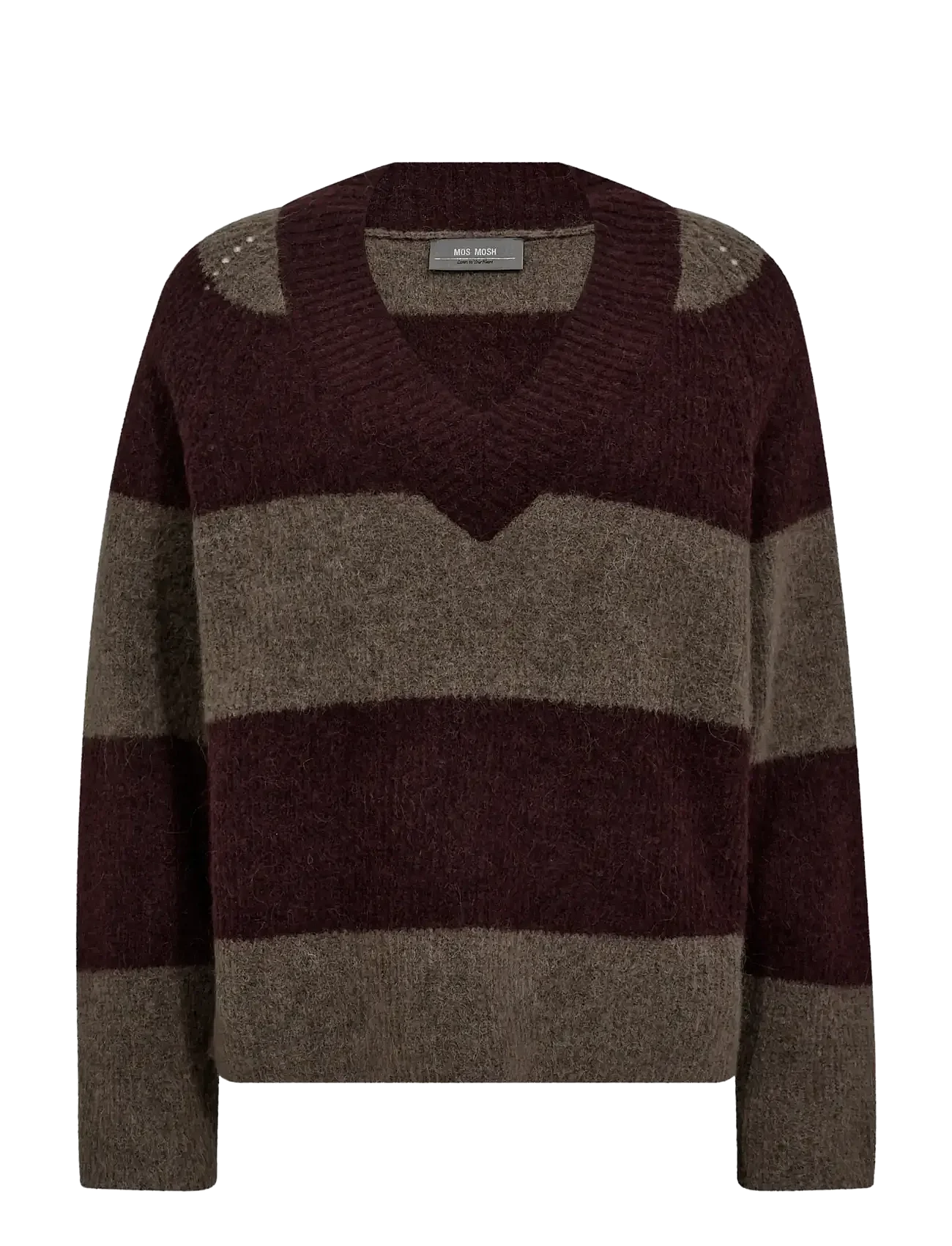 MOS MOSH Taci Stripe LS V-neck Knit