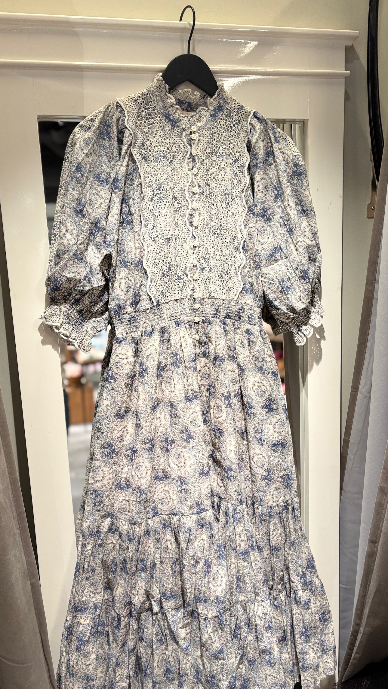 BY TIMO Cotton slub, midi dress, blue paisley