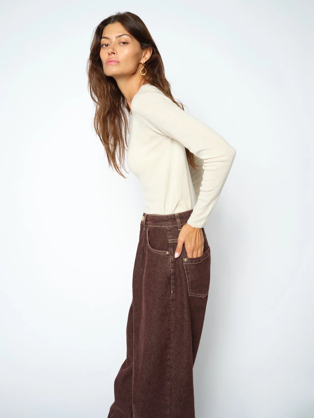 Mos Mosh Bouch O-hals Strikkegenser, ecru