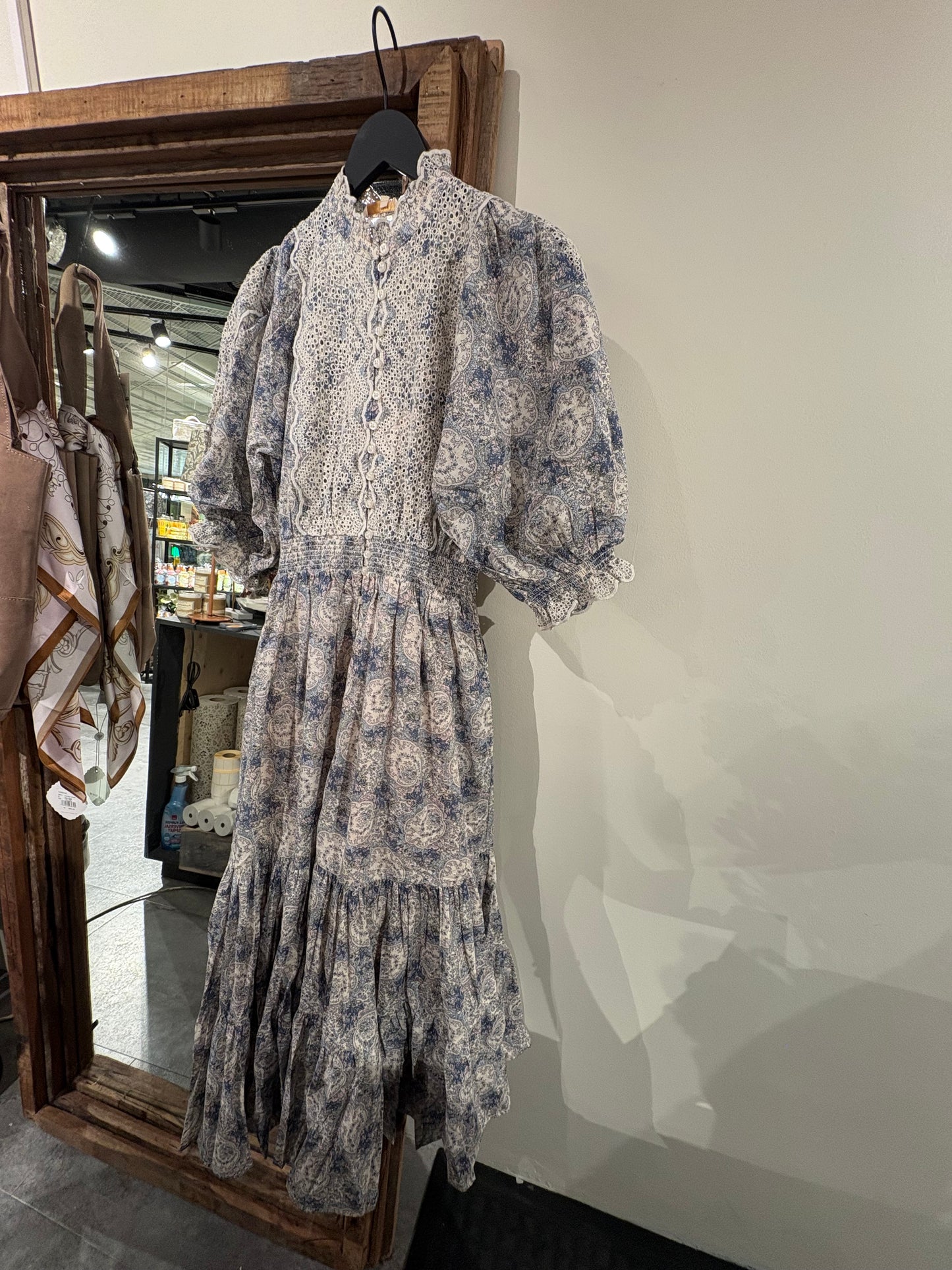BY TIMO Cotton slub, midi dress, blue paisley
