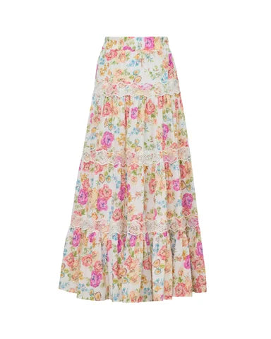 BY TIMO Cotton Slub Maxi Skirt Flora