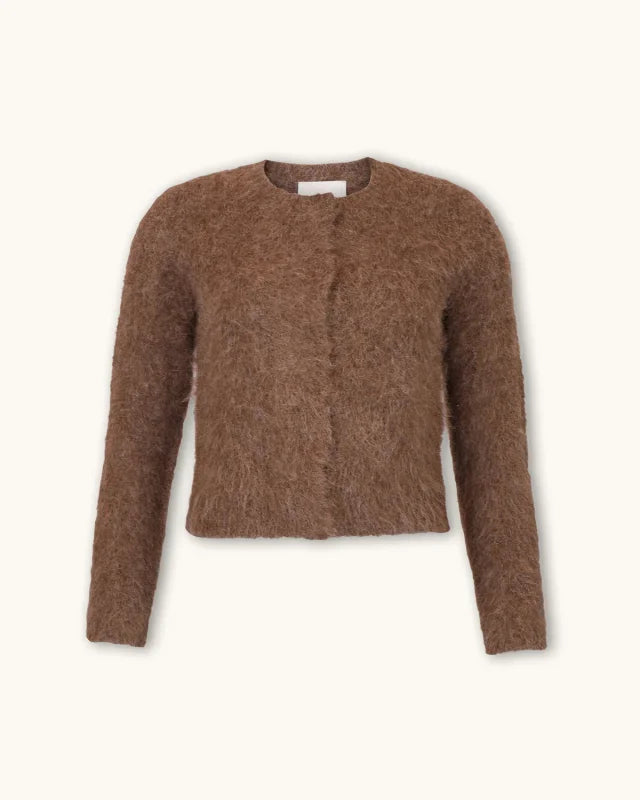 BY TIMO Hairy Knit Jacket, Brown
