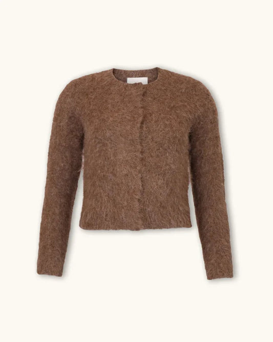 BY TIMO Hairy Knit Jacket, Brown
