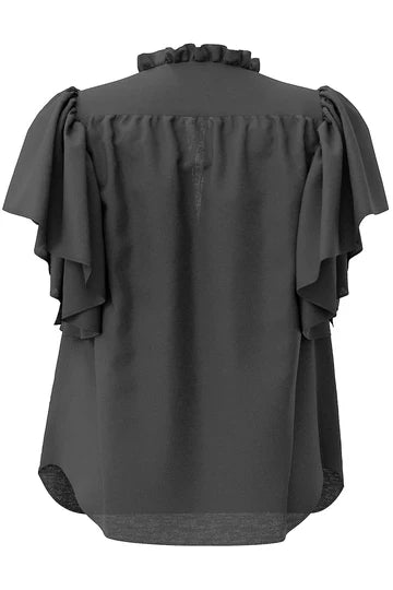 Co'Couture Hera SS Frill Topp, Sort