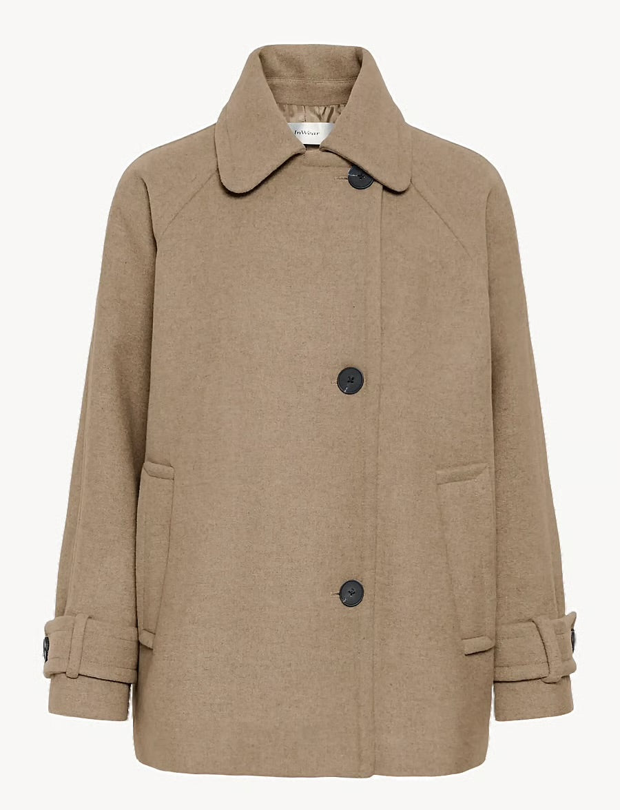 InWear Ullkåpe Thora Minona Coat R, sandy grey melange