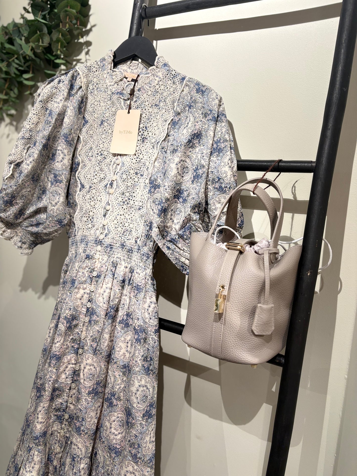 BY TIMO Cotton slub, midi dress, blue paisley