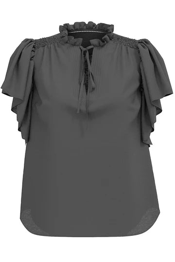 Co'Couture Hera SS Frill Topp, Sort