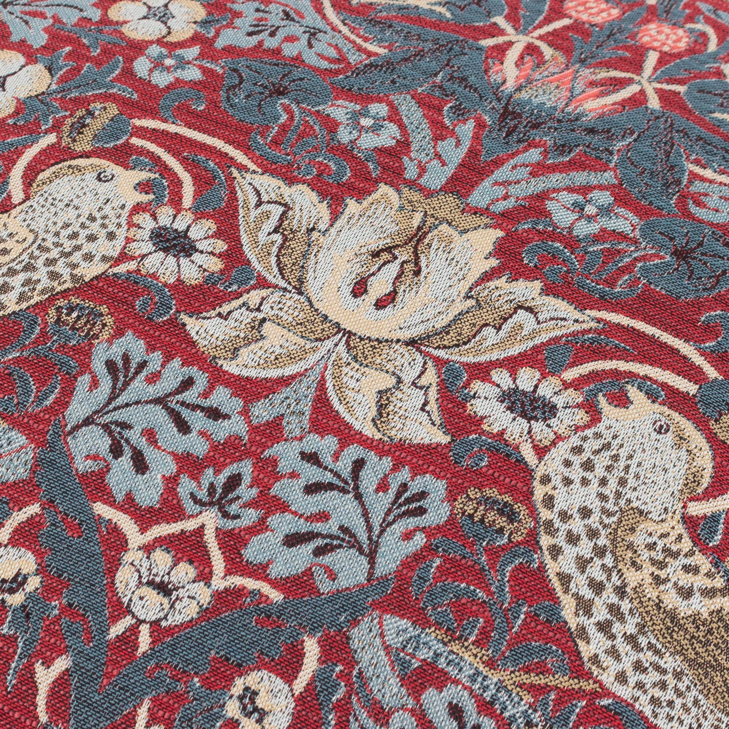 Strawberry Thief Piped Jacquard Cushion Berry: Berry / Cover Only / 55 x 55