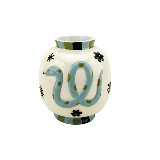 Blue snake vase D14 H15.8 cm