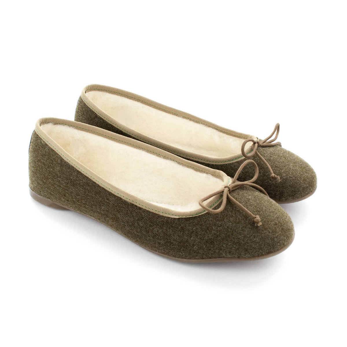 Eco-friendly ballerina slippers for home Khaki