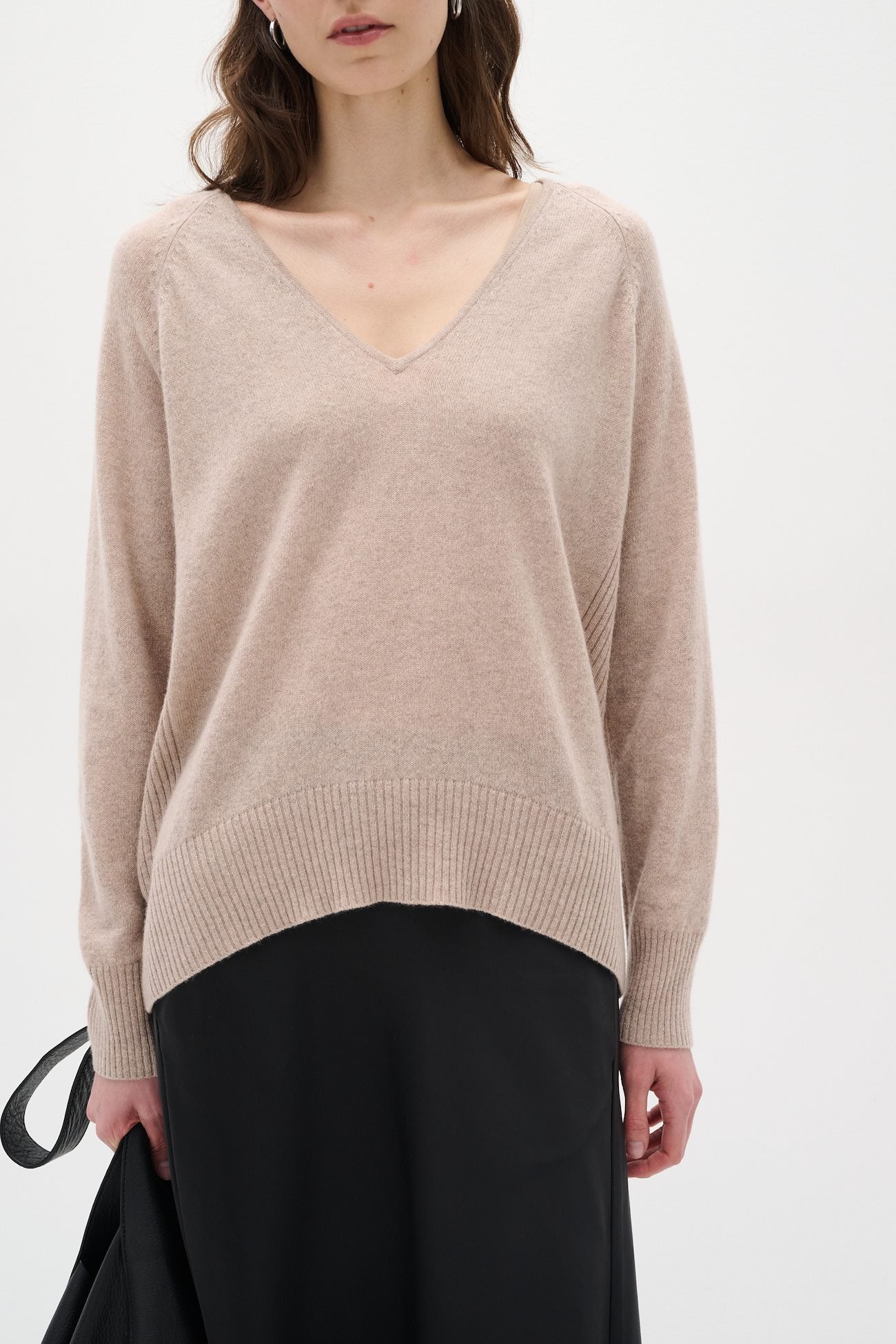 Lukka kasjmir v-neck pullover, beige melange