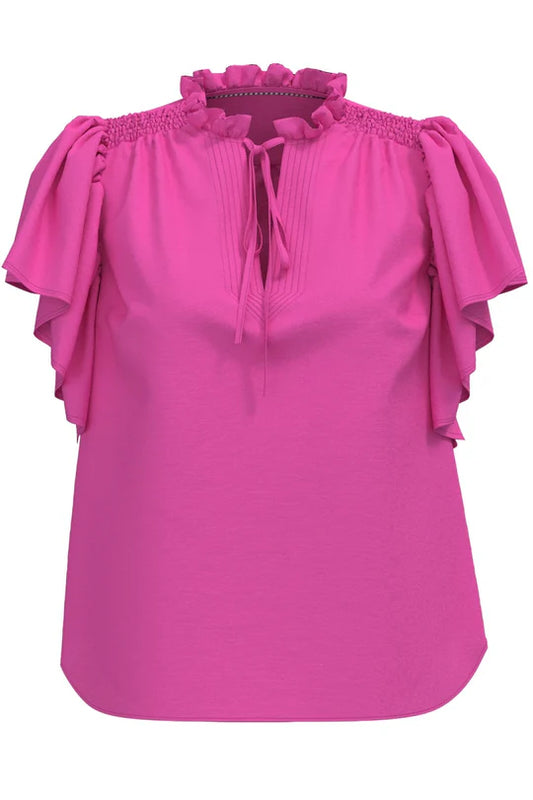 Co'Couture Hera SS Frill Topp, Rosa