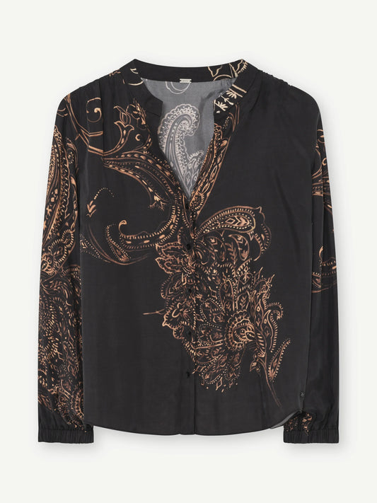 GUSTAV Sikka Bluse, Mulch w. Beige Paisley