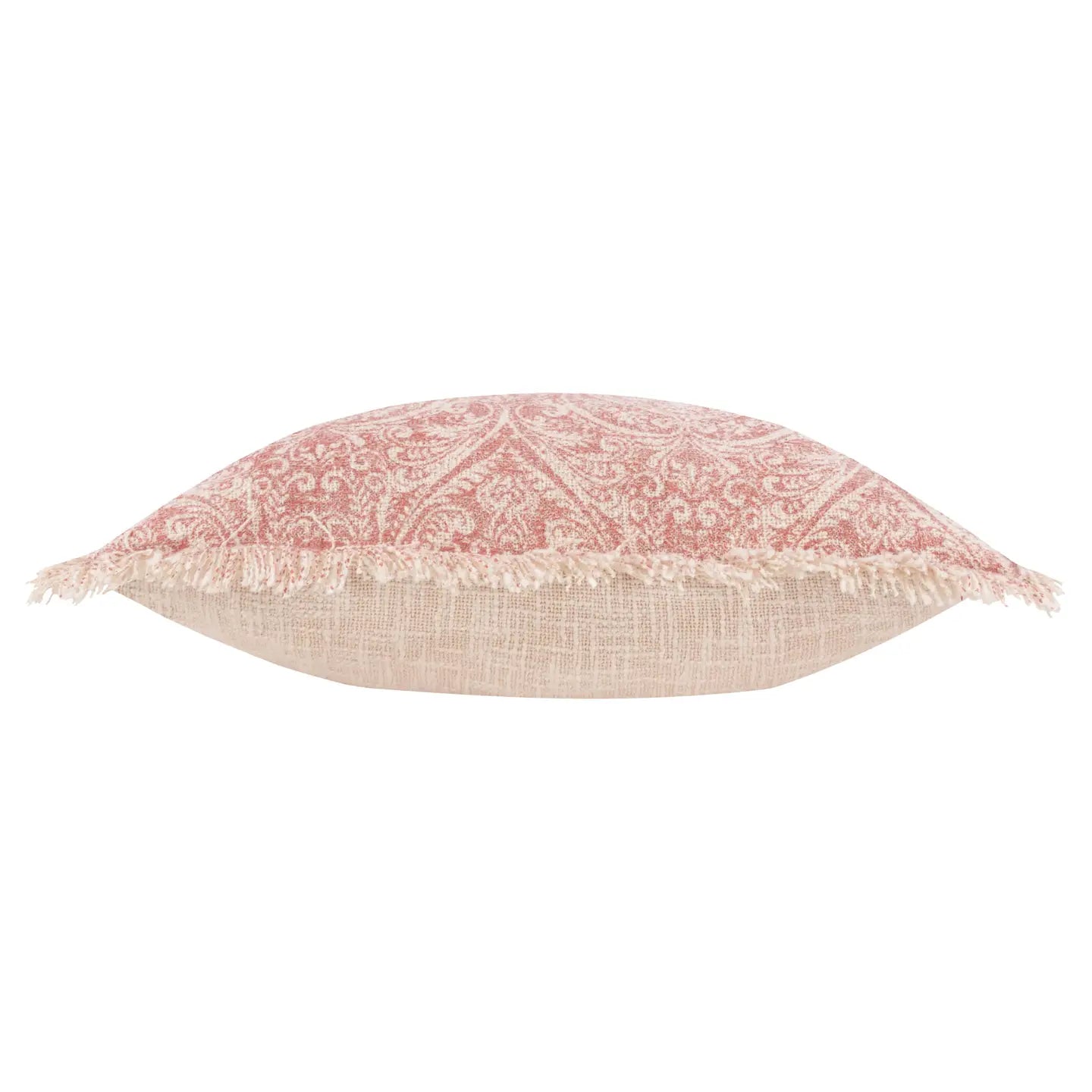 Durelle Damask Fringed Cushion Coral, 50x50