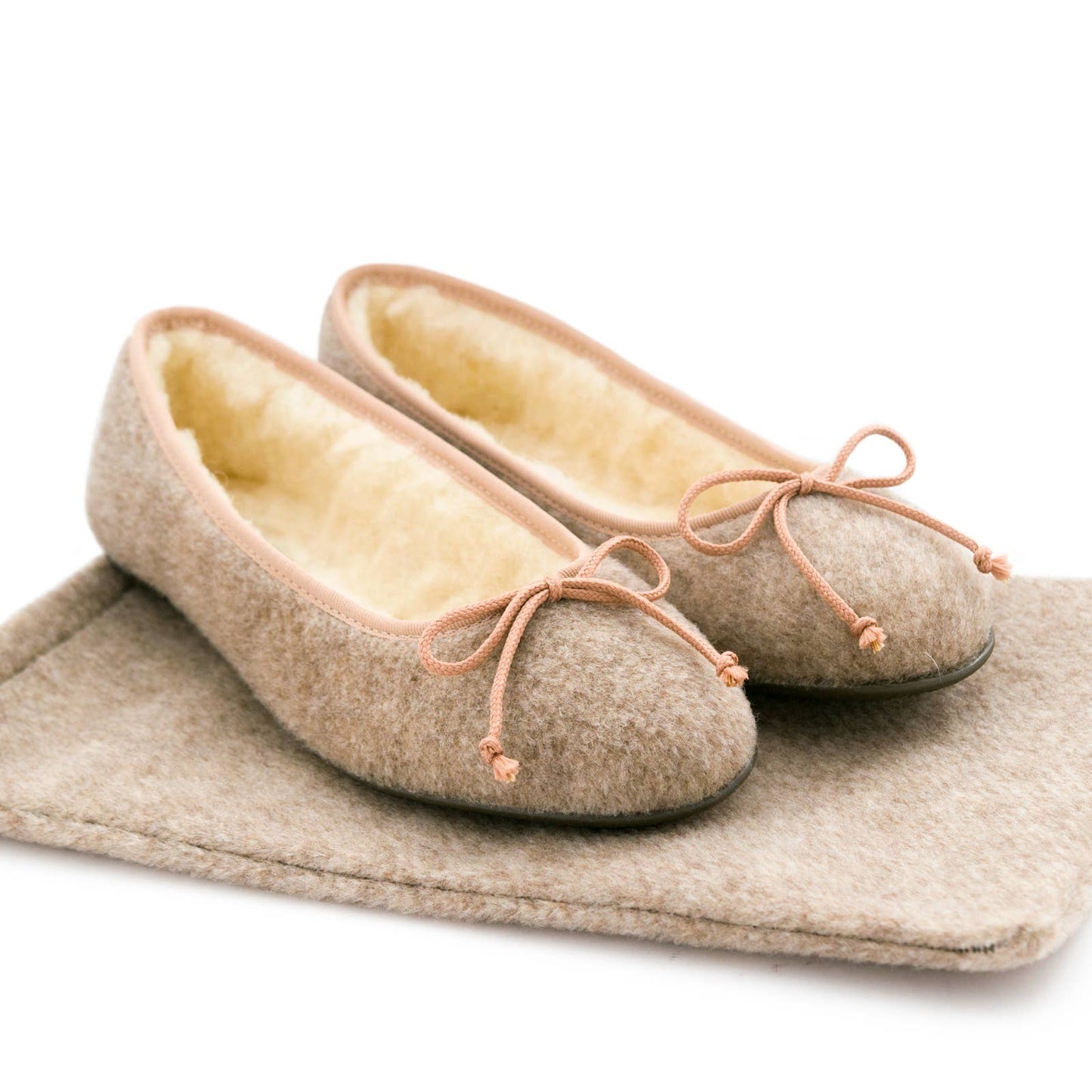 Beige ballet slippers for home