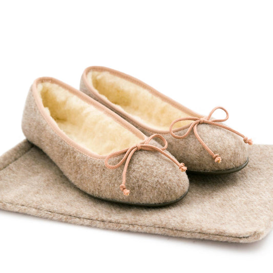 Beige ballet slippers for home