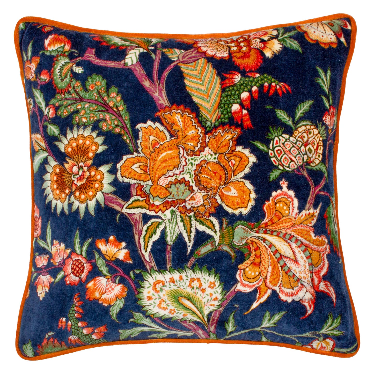 Georgia Printed Velvet Cushion Royal Blue: Royal Blue / Cover Only / 45 x 45cm