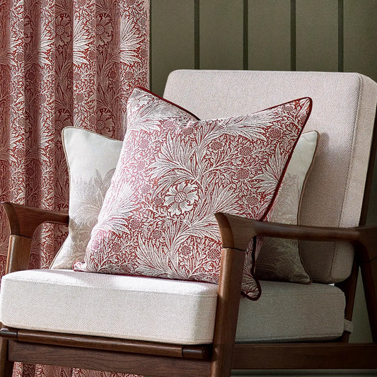 Marigold jacquard putetrekk med kantbånd i russet, 50x50 cm