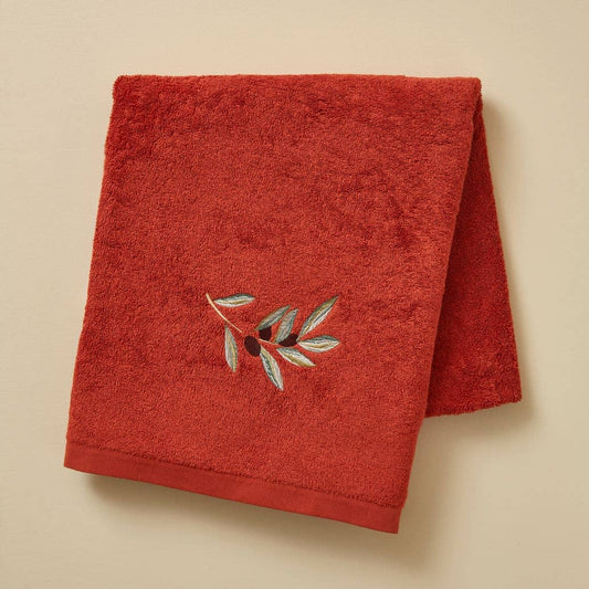 L’Oliveraie Embroidered Bath Towel – Terracotta: 100x150 cm