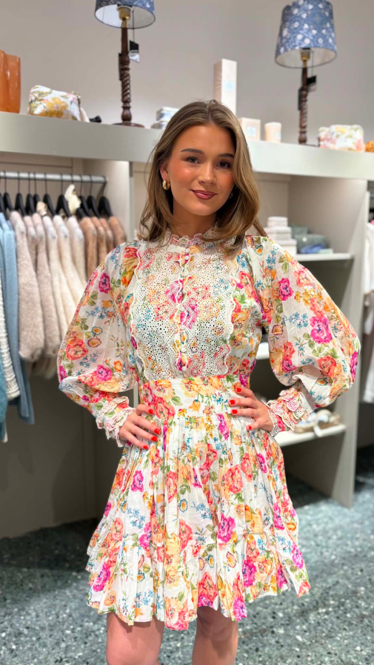 BY TIMO Cotton slub, mini dress, flora