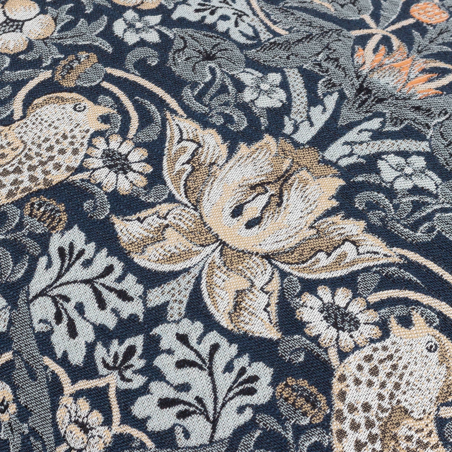 Strawberry Thief Piped Jacquard Cushion Indigo: Indigo / Cover Only / 55 x 55