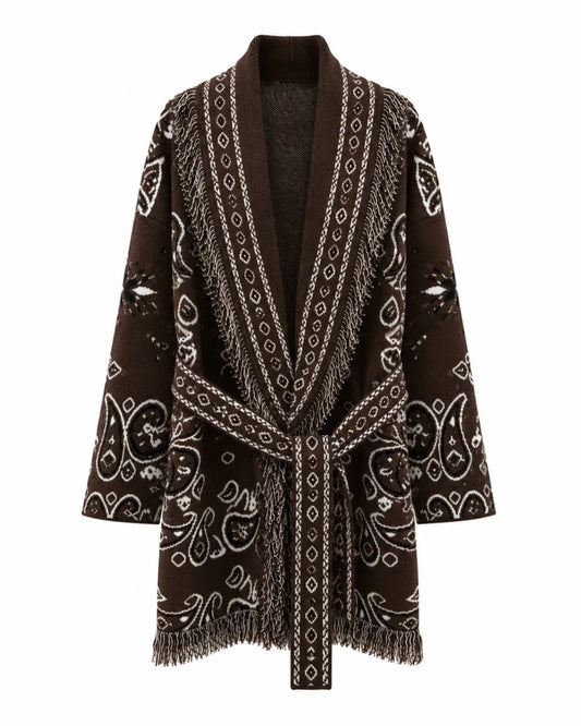 From Paris With Love Paisley frill cardigan, brun