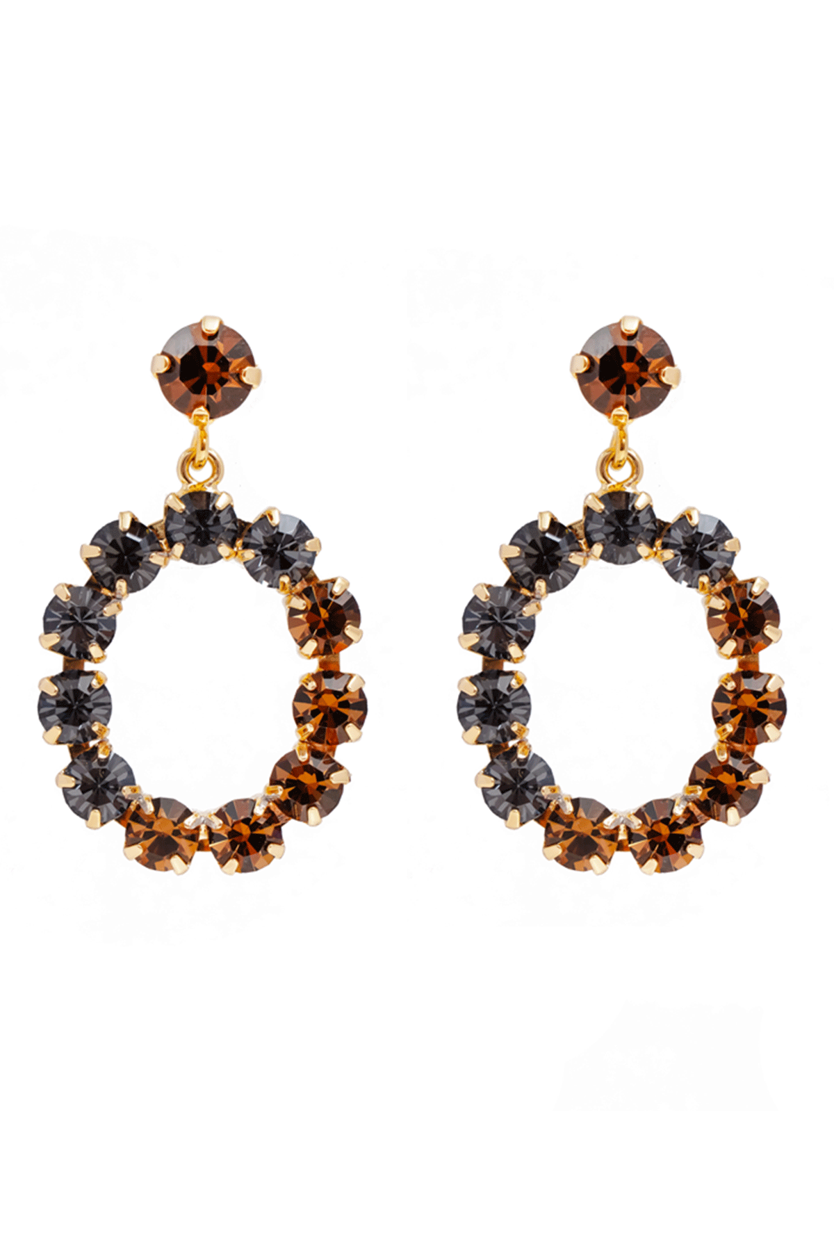 CAMILLA ØHRLING Swarovski earrings - Charcoal/Smokey quarts