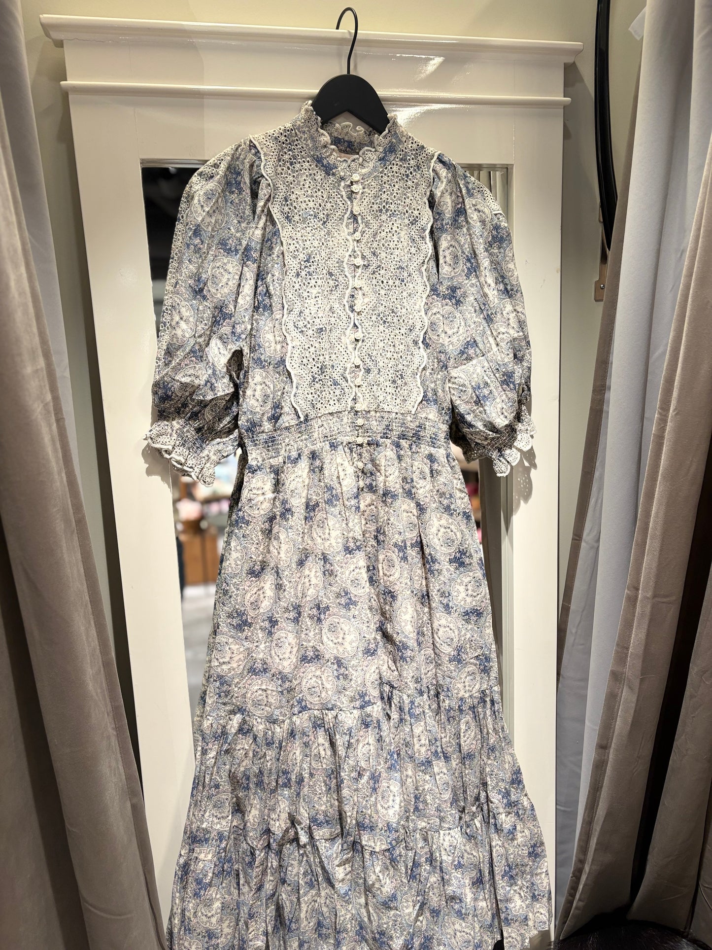 BY TIMO Cotton slub, midi dress, blue paisley