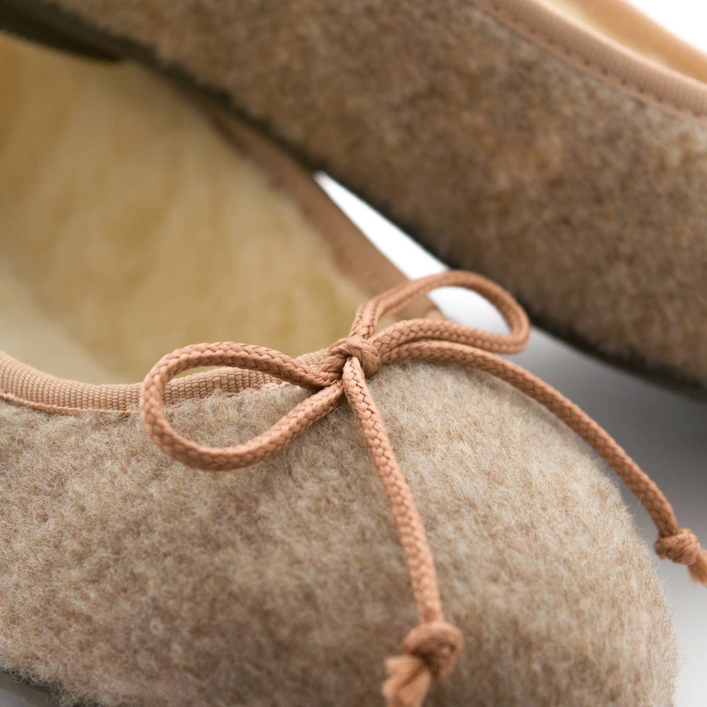 Beige ballet slippers for home