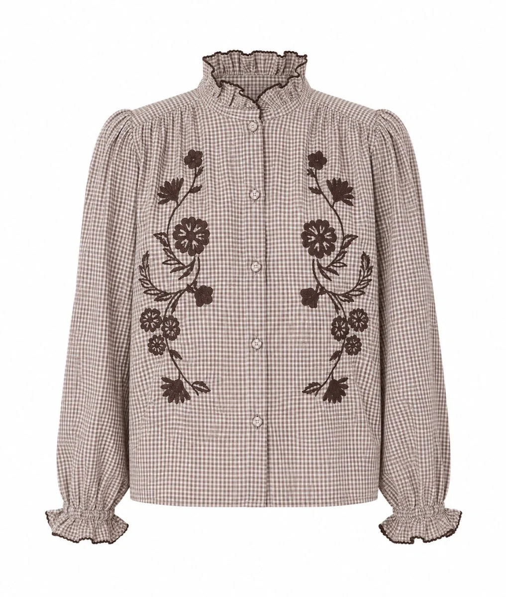 From Paris With Love - Brown Embroidered Shirt - Choco