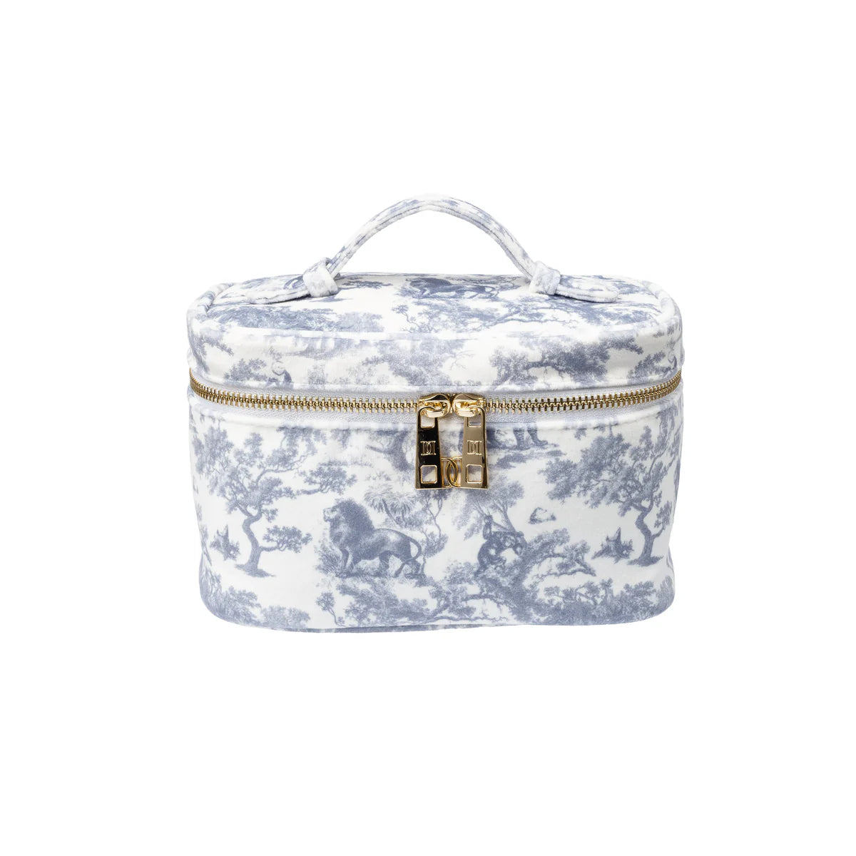 DARK velvet vanity bag large contry blue savannah pattern