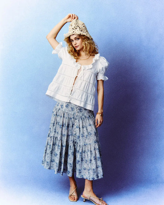 BY TIMO Cotton Slub Midi Skirt
Blue Paisley