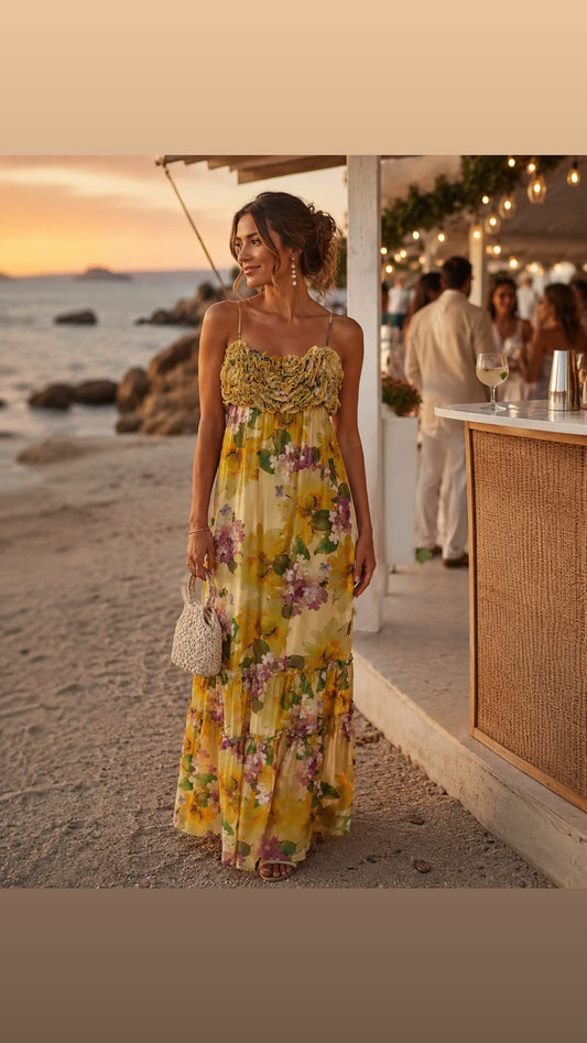 BY TIMO Organza Strap Sunflower Dress