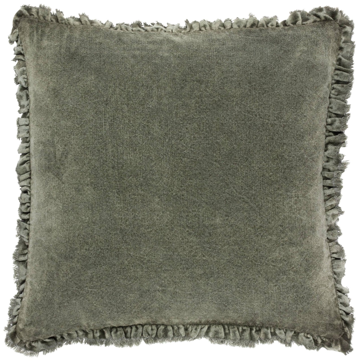 Bertie Washed Cotton Velvet Cushion Moss: Moss / Polyester Filled / 45 x 45cm