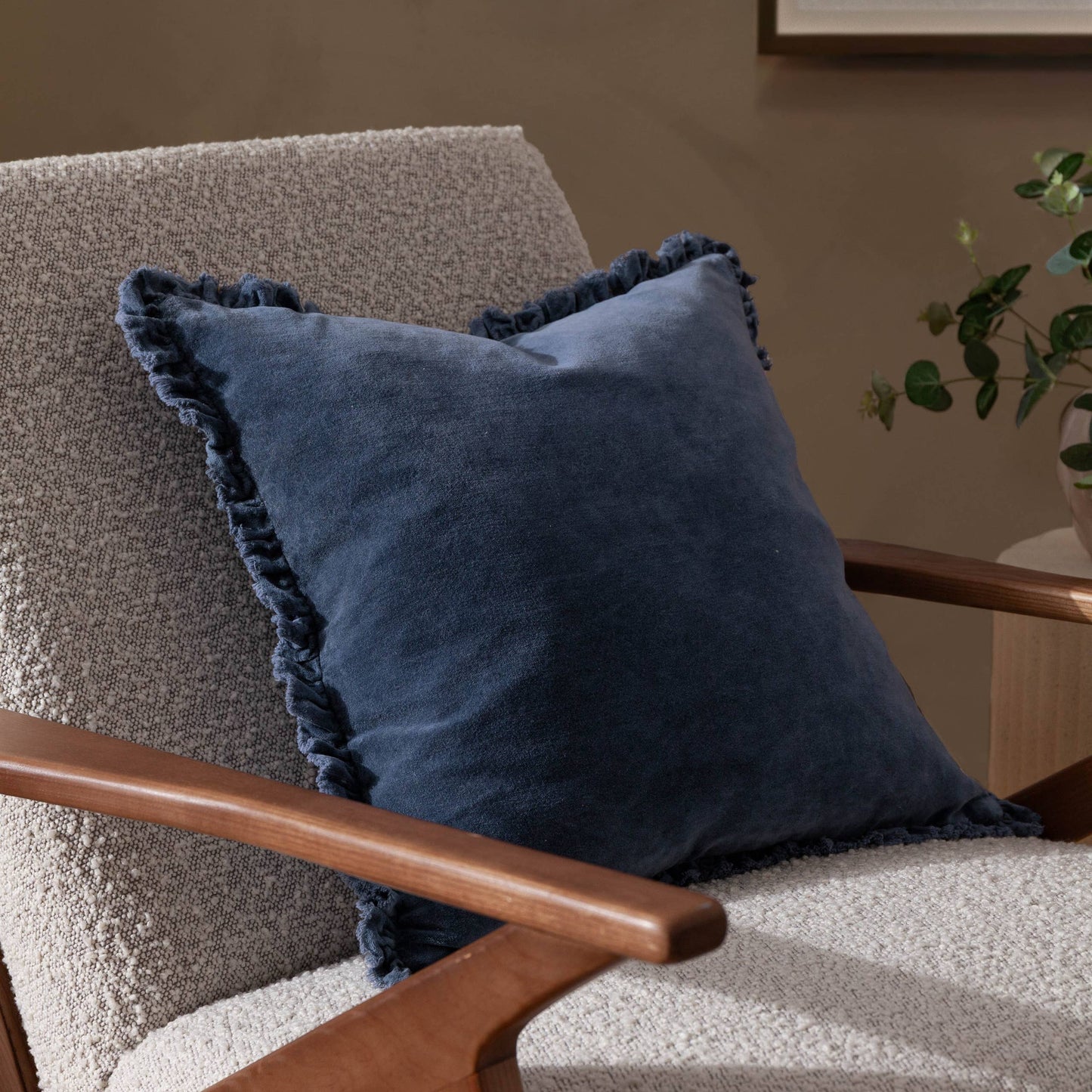 Bertie Washed Cotton Velvet Cushion Ink: Ink / Cover Only / 45 x 45cm