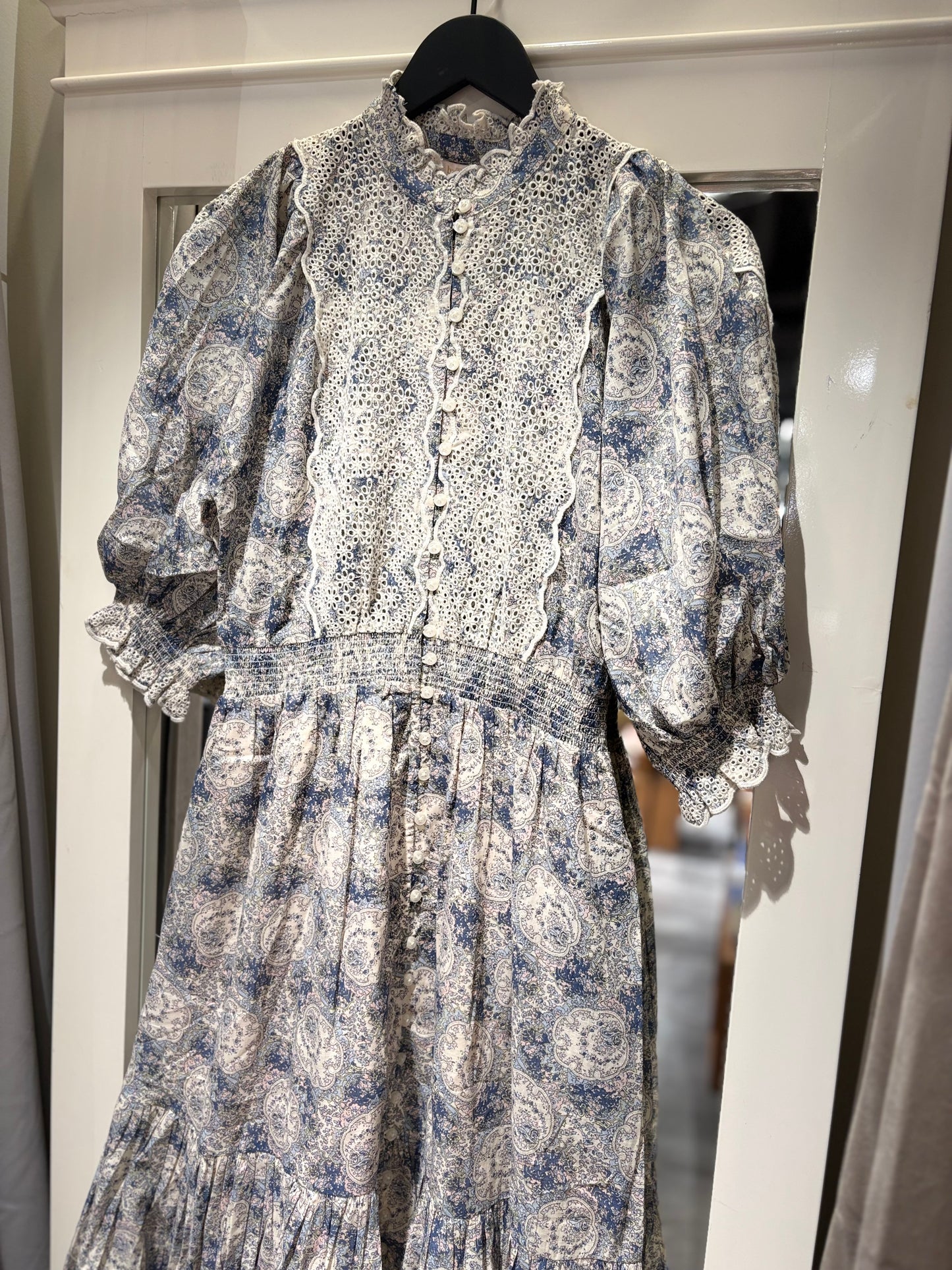 BY TIMO Cotton slub, midi dress, blue paisley