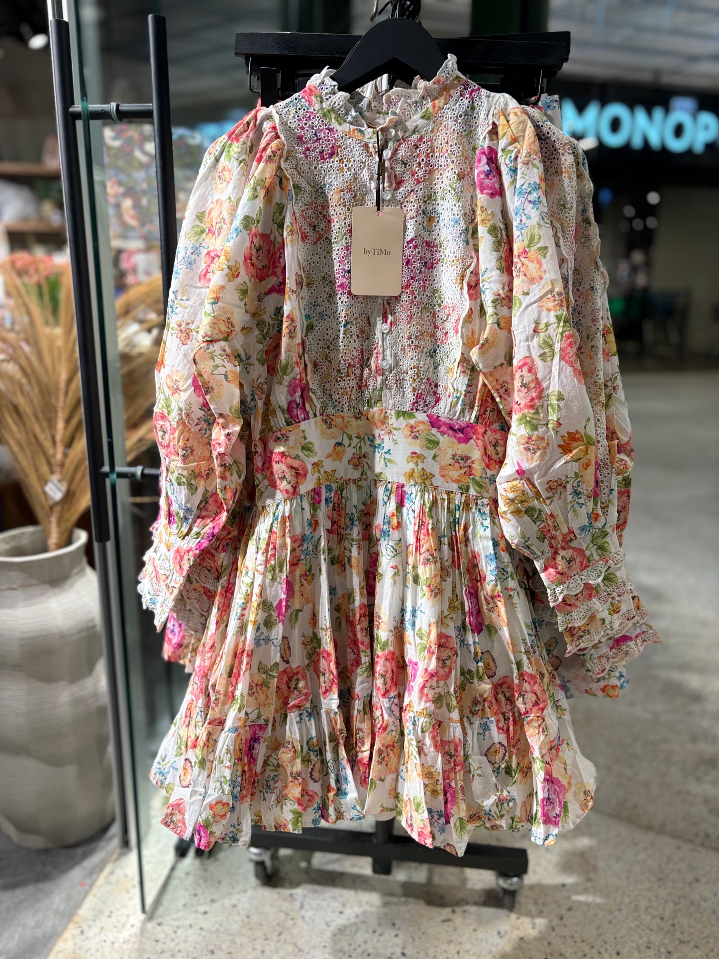 BY TIMO Cotton slub, mini dress, flora