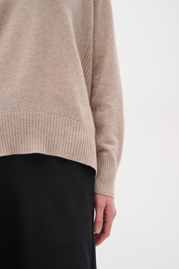 Lukka kasjmir v-neck pullover, beige melange