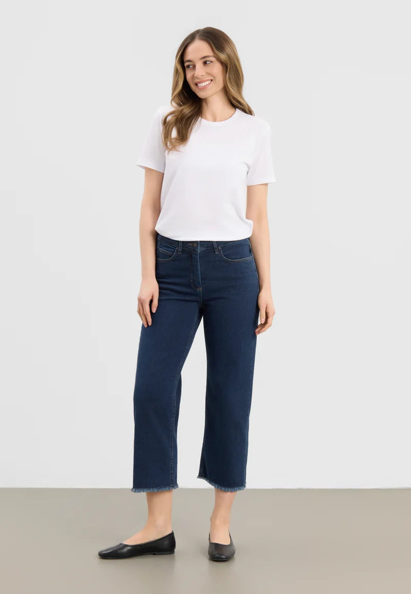 Laurie Amelia Raw Straight Cropped, Dark Blue Denim