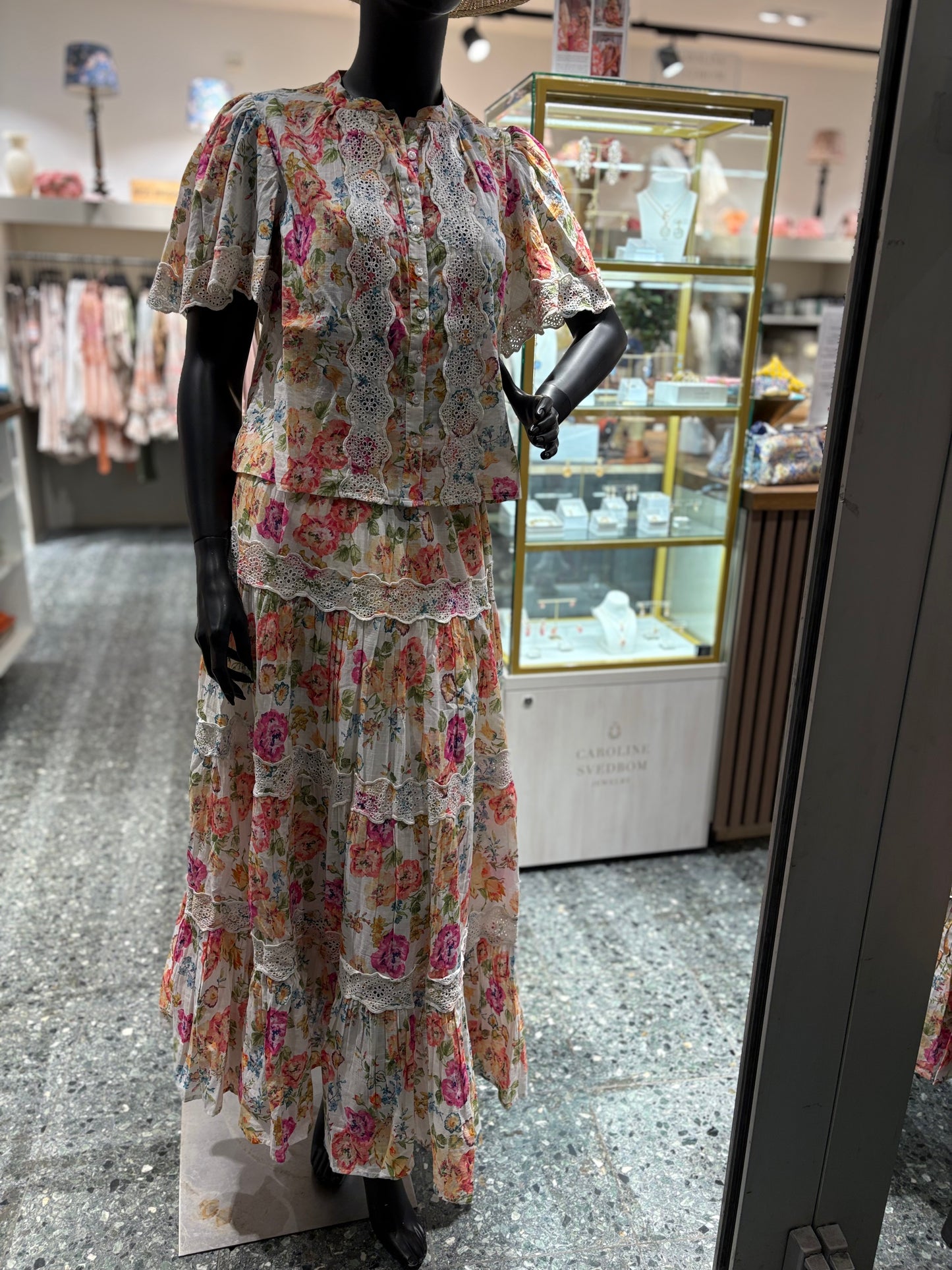 BY TIMO Cotton Slub Maxi Skirt Flora