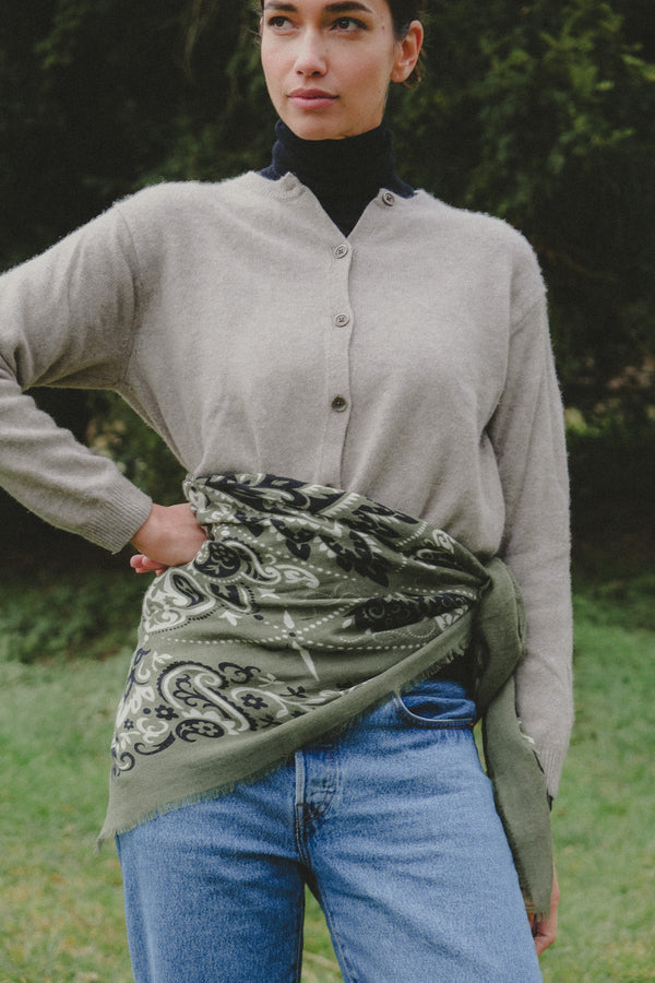 Maison Lecomte Flament, Scarf Bandana Kaki